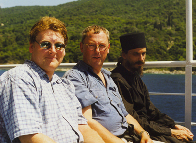 Bristolian monk on theboat to Athos