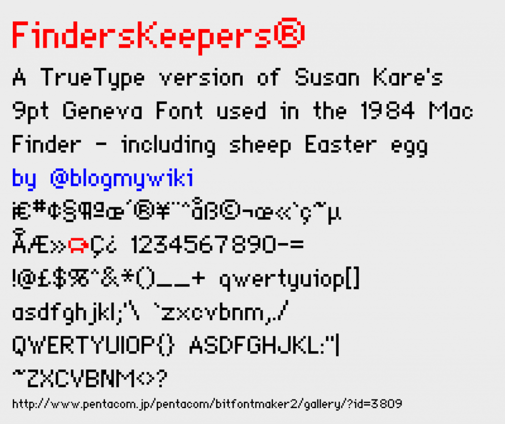 Demo of FindersKeepers font