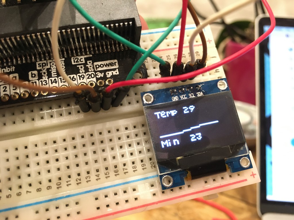 live temperature plotting from micro:bit using OLED display