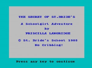 the ZX Spectrum Secret of St Bride's game