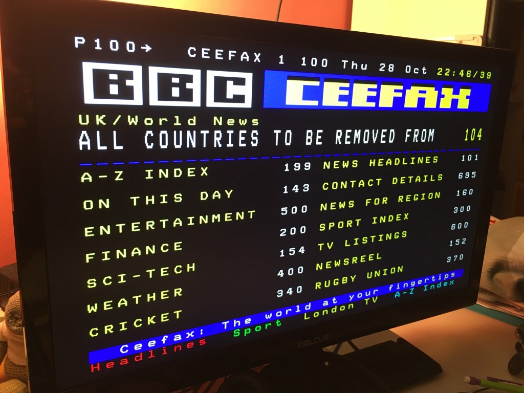 Ceefax page 100