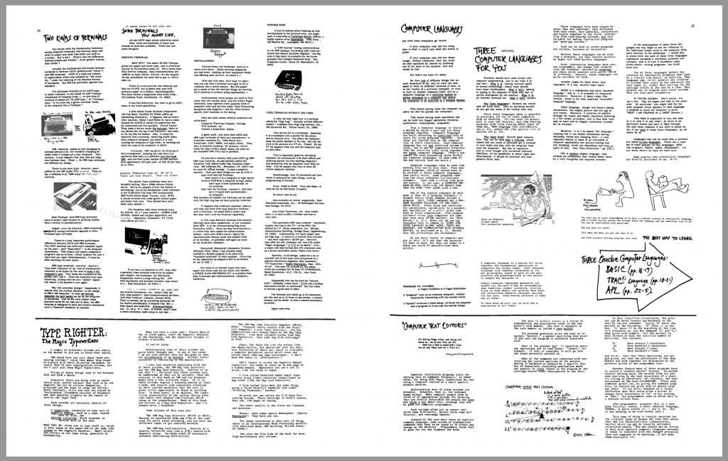 a 2 page spread from the book showing its chaotic layout